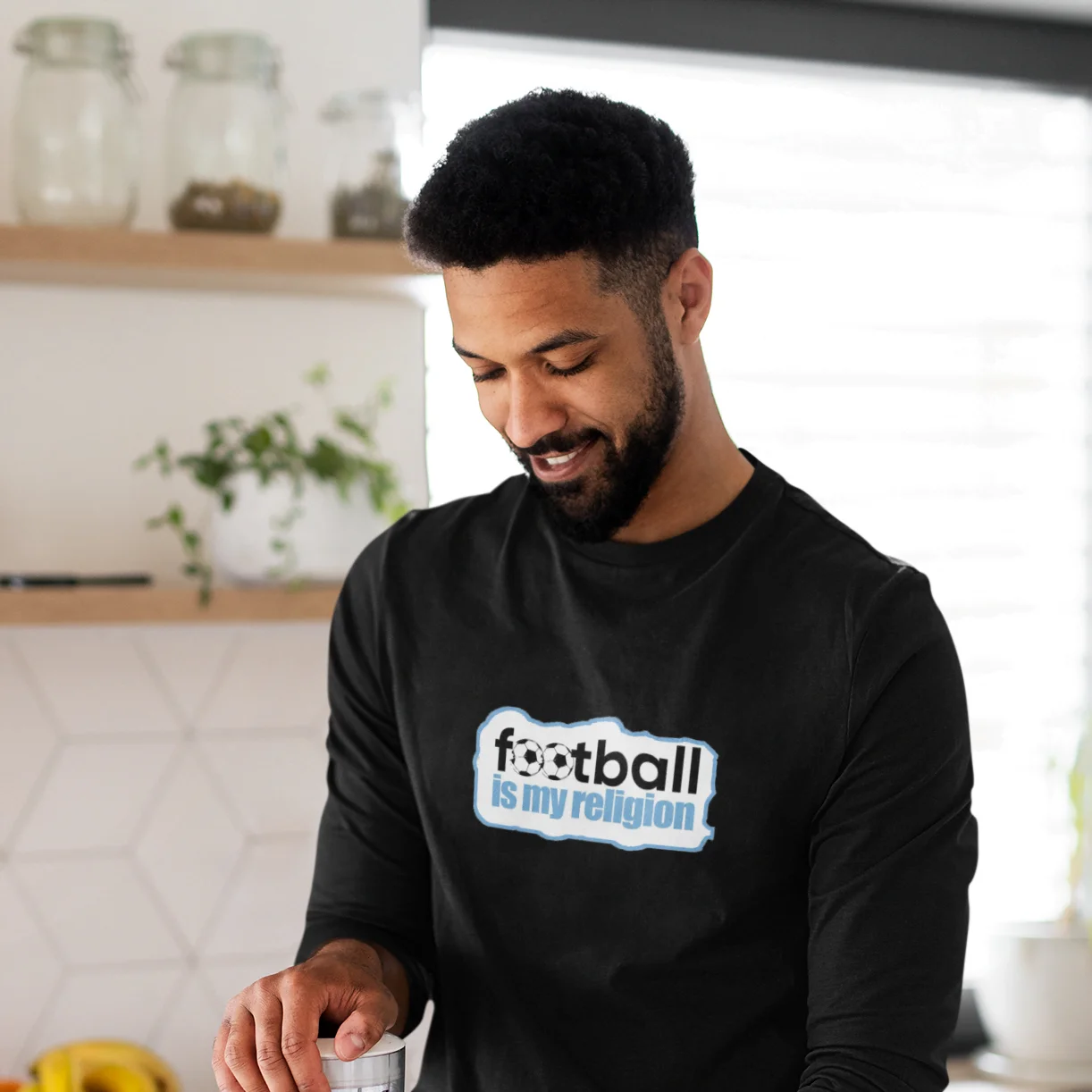 Football is my Religion T-Shirt - Classic Men's Round Neck Comfortable Full Sleeve Football T-shirt