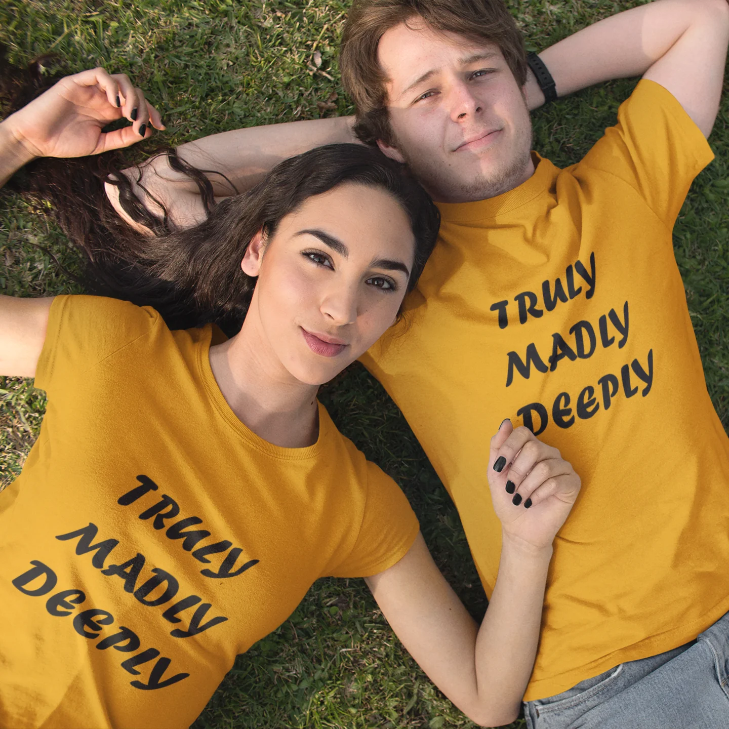 Truly Madly Deeply T-Shirts - Round Neck Comfortable Couple T-shirt